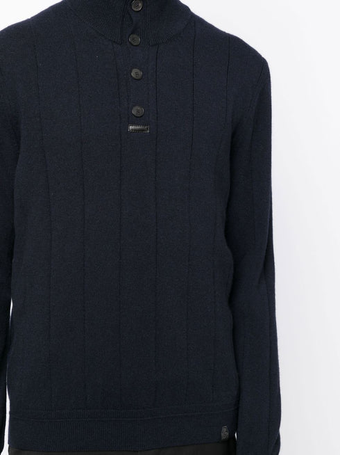 roll neck button-front cashmere jumper